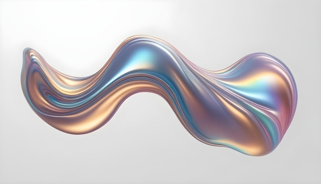 Fluid smooth abstract metallic holographic colored shape background