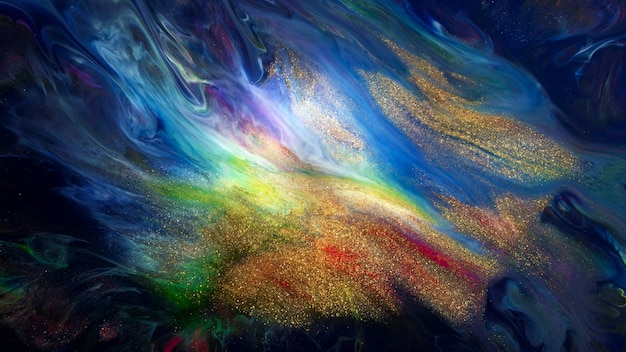 Fluide liquide art colori ad olio acrilico texture. sfondo astratto effetto vernice di miscelazione. spruzzi di flussi di opere d'arte acriliche colorate liquide. colori traboccanti di texture fluide d'arte