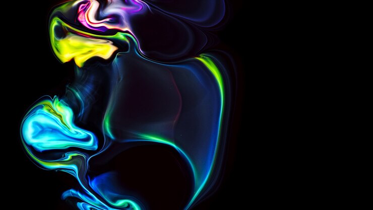 Текстура масляных акриловых красок Fluide Liquide Art. Фон абстрактный эффект смешивания краски. Жидкие цветные акриловые картины текут брызгами. Жидкая художественная текстура, переполняющая цвета