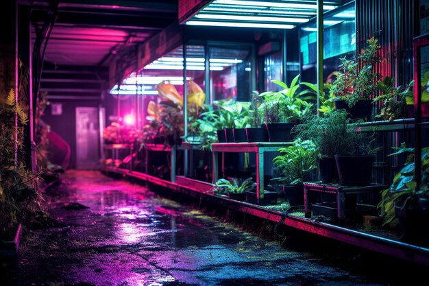 Photo fluorescent glow in urban gardening