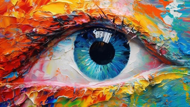 Fluorit oil painting Conceptual abstract picture of the eye Generative AI