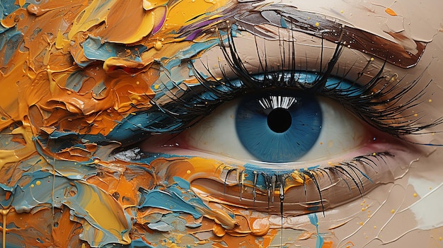 형석 유화 다채로운 색상의 눈 유화의 개념적 추상 그림