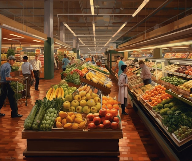 A flurry of activity in the produce section