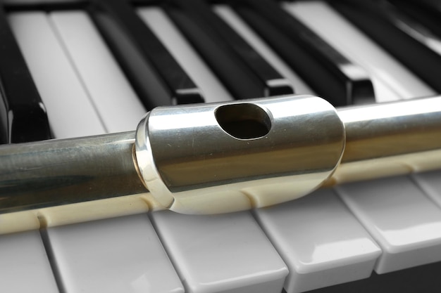 Flute and piano close up