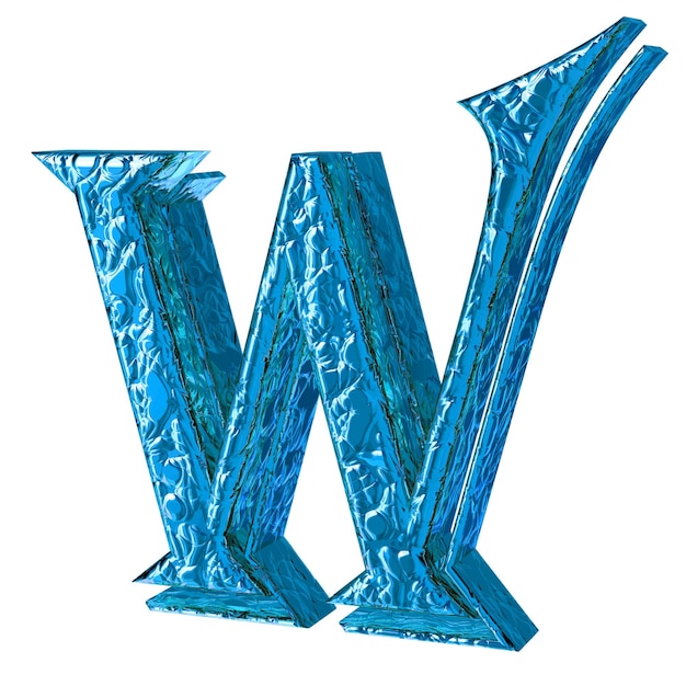 Fluted blue symbols right side view letter w