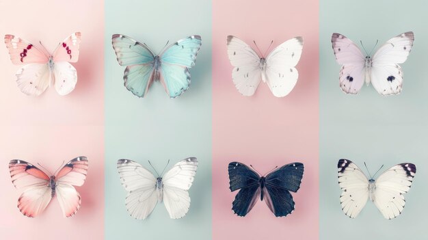 Photo fluttering butterflies in a pastel palette ai generated illustration