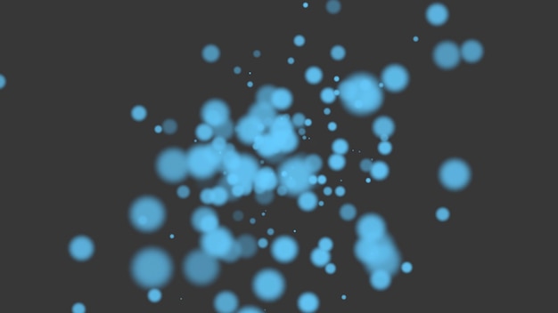 Фото Летите синий абстрактный боке и частицы на блестящей предпосылке. роскошный и элегантный шаблон в стиле 3d иллюстрации для зимних праздников с новым годом и рождеством