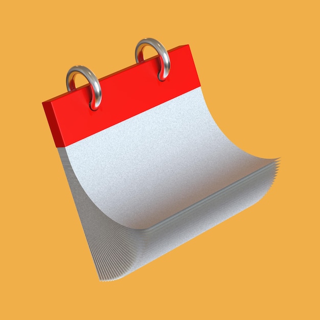 Fly Calendar with Blank Page Over Orange Background 3d Rendering