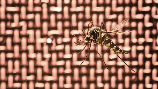 a fly is on a red background with a red background