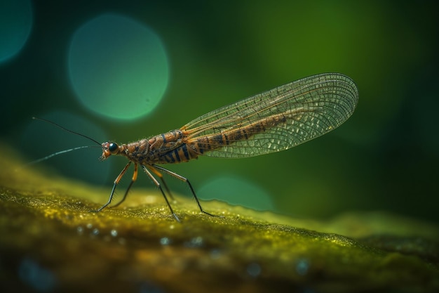 A fly with a green background