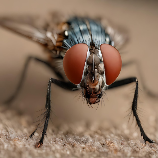 a fly with a red beak and a brown beak