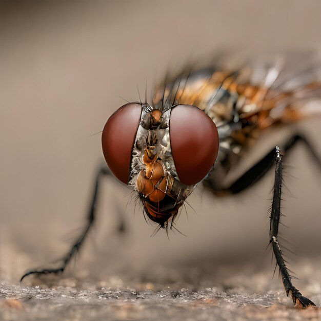 a fly with a red nose and a black nose