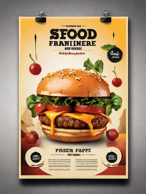 Photo flyer brochure template burger food