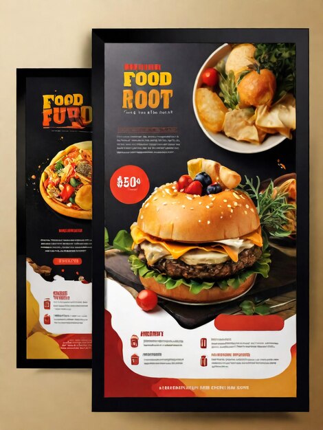 Photo flyer brochure template burger food