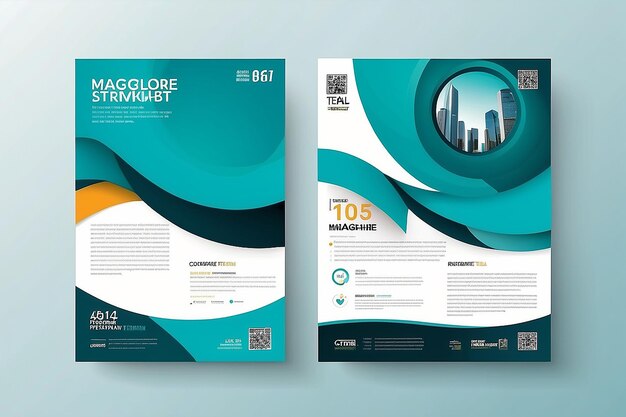 Flyer design Corporate business report cover brochure or flyer design Leaflet presentation Teal Flyer with abstract circle round shapes background