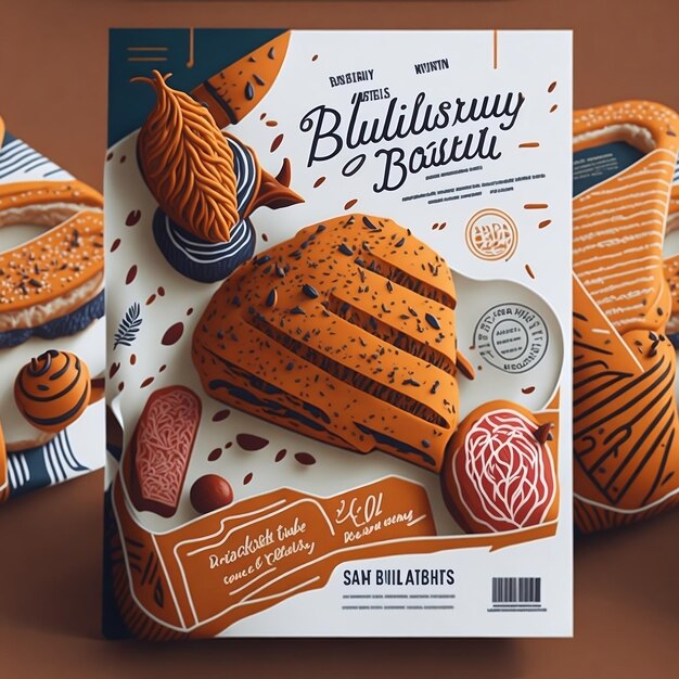 Photo flyer design with bakery illustration