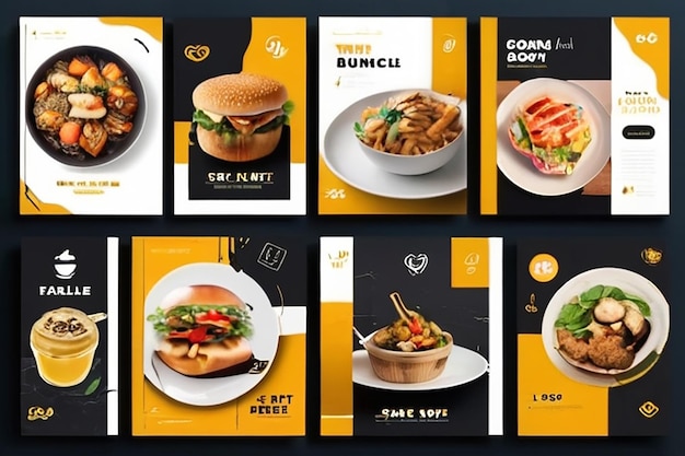 Flyer of Social Media Post Template Themed Food met eenvoudig en uitziend modern concept en bundel set