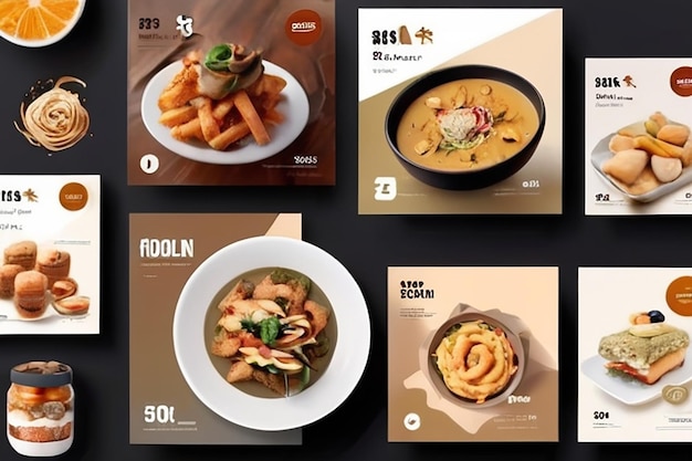 Foto flyer of social media post template themed food met eenvoudig en uitziend modern concept en bundel set