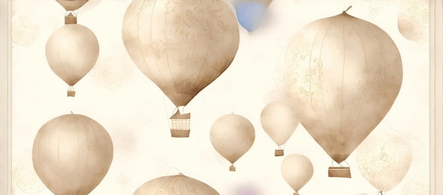 Flying balloons in the sky vintage style