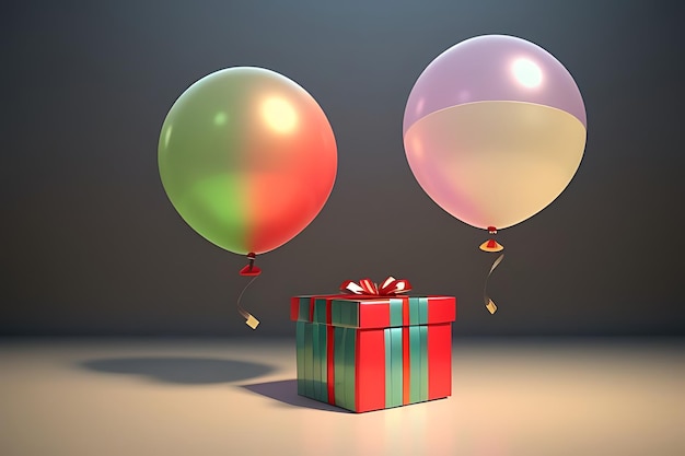 flying balloons with gift boxes