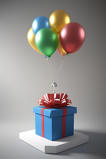 Photo flying balloons with gift boxes