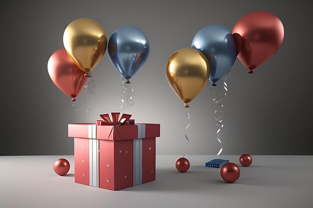 flying balloons with gift boxes