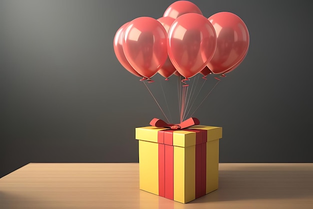 flying balloons with gift boxes