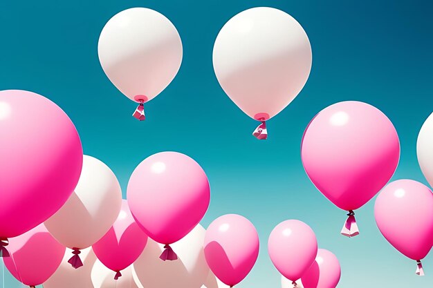 Photo flying balloons with gift boxes