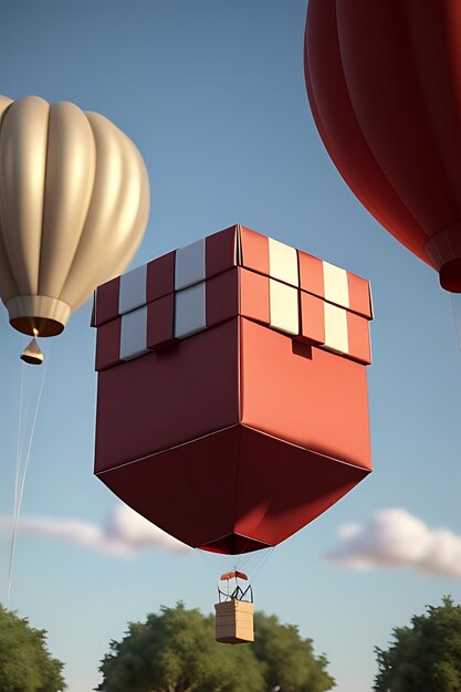 flying balloons with gift boxes