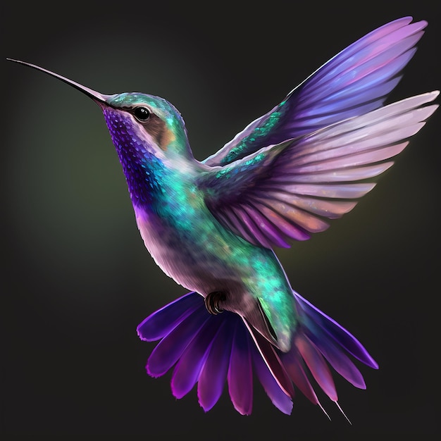 Flying beautiful hummingbird colorful images Generative AI