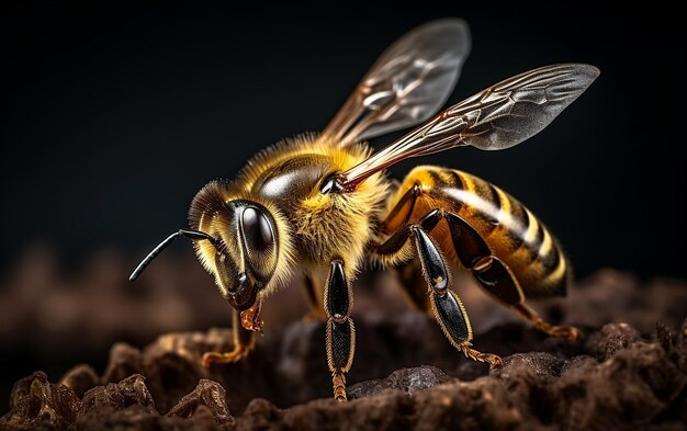 고립된 배경에서 날아다니는 벌 생성 AI