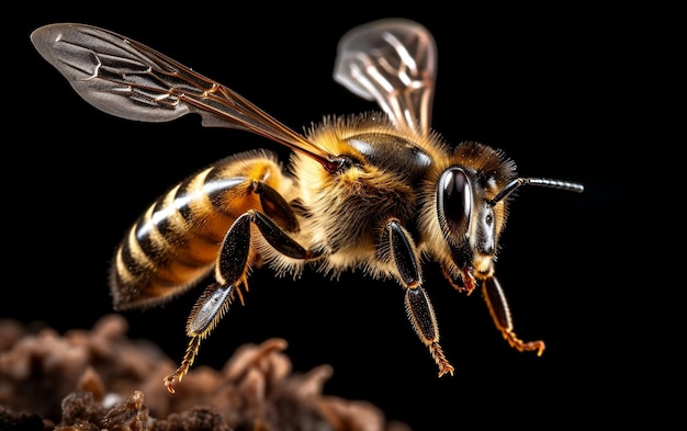 孤立した背景で飛ぶミツバチ 生成人工知能