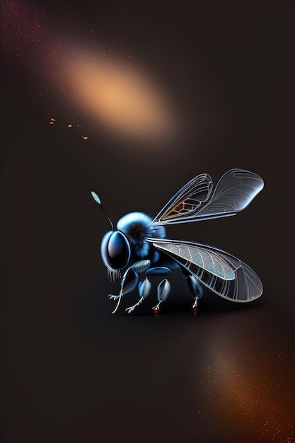 Flying bees with a black background