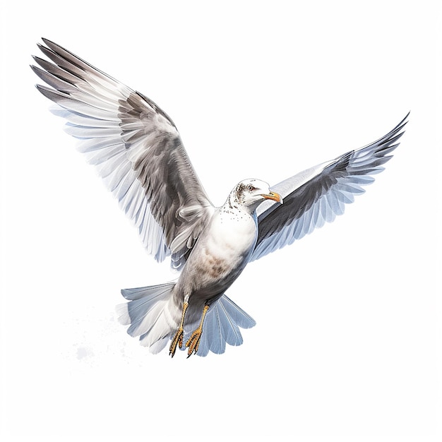 Flying birds seagull isolated picture white background AI Generated image