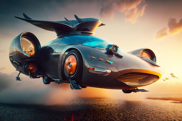 A flying car with the word bat on it