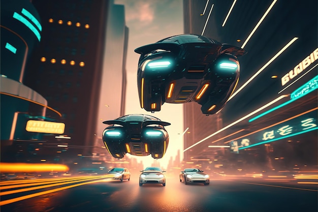 flying cars in the city