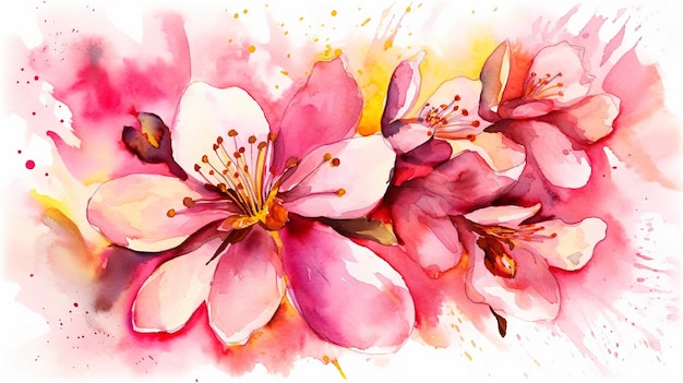 Лепестки летающей вишни Вишня на День святого Валентина Растровая иллюстрация