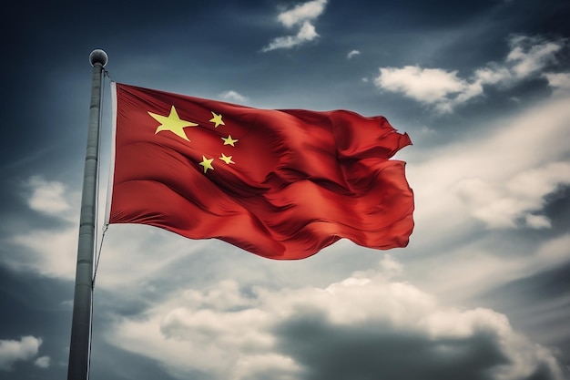 Flying China Flag Symbol of National Pride Generative AI