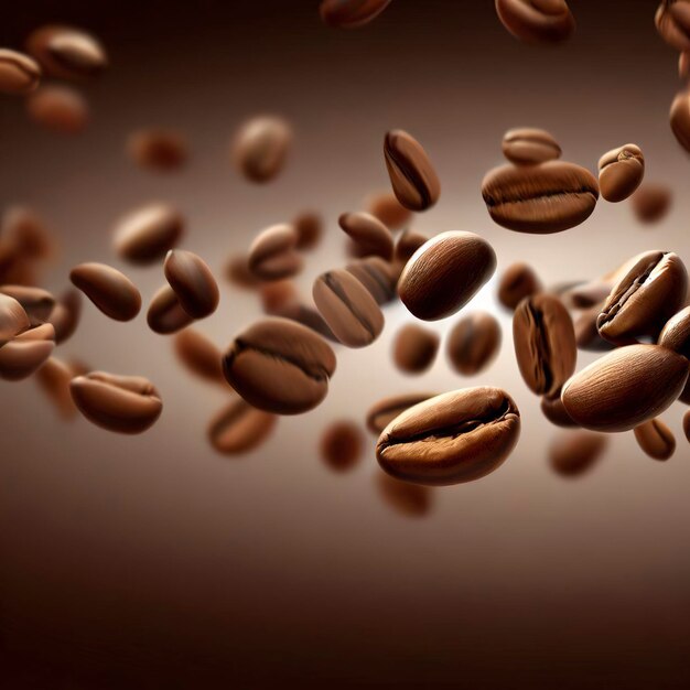 Flying coffee beans horizontal banner