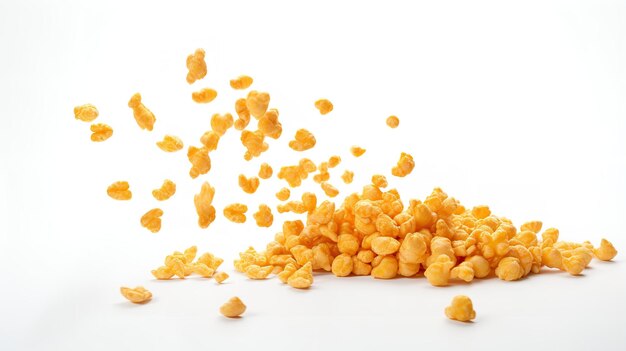 Flying corn flakes on a clean white background Generative AI