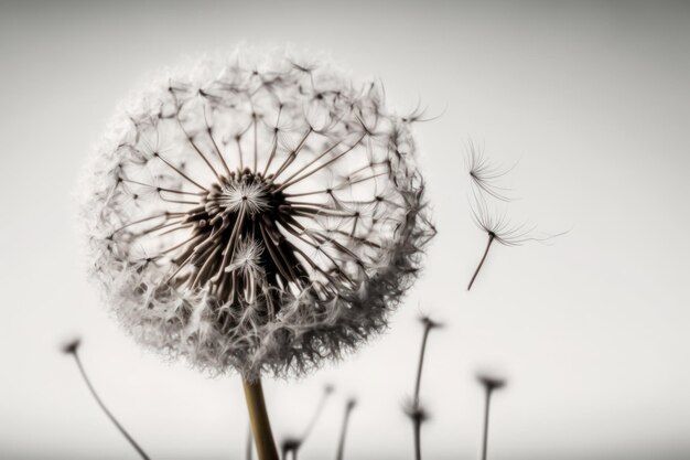 Flying dandelion macro Generative AI