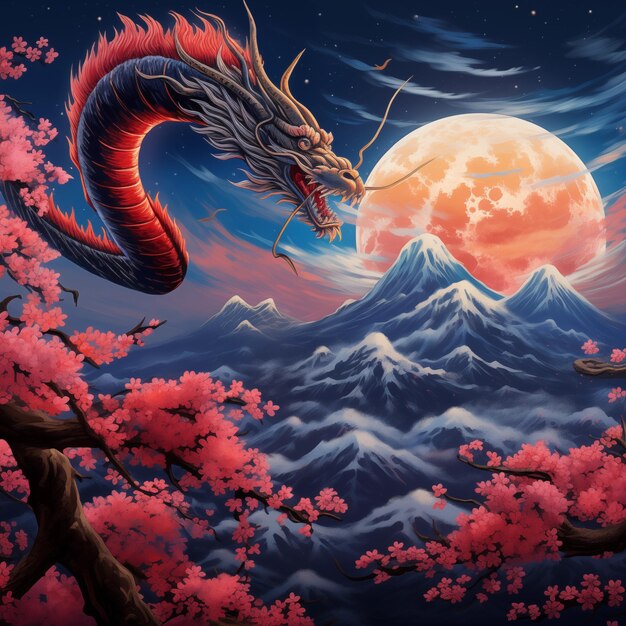 Flying dragon and mount Fuji