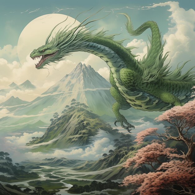 Flying dragon and mount Fuji