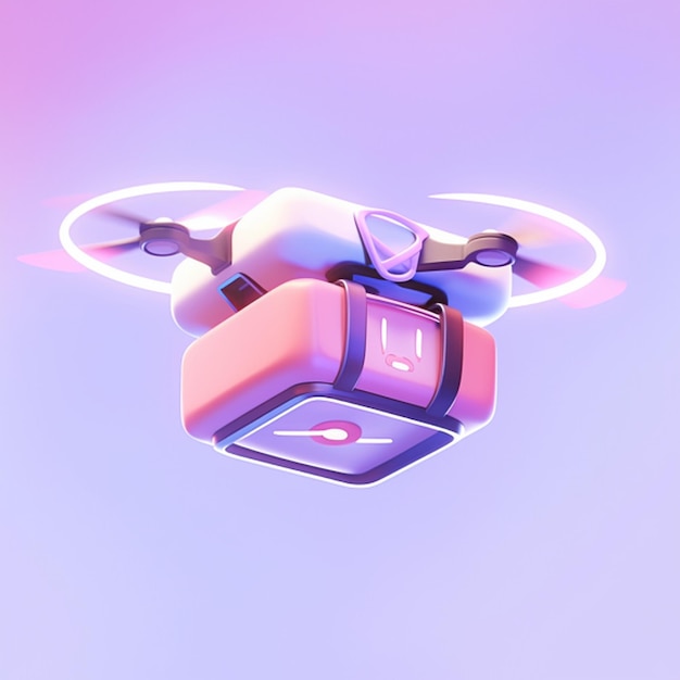 a flying drone with a box