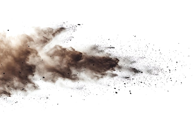 Flying Dust and Debris Dirt Cloud CloseUp Isolated