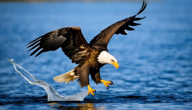 flying eagle on the top of sea