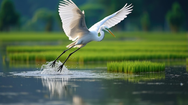 Photo flying egret