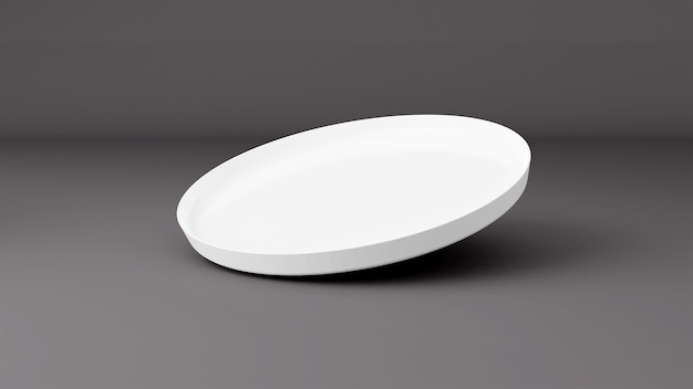 Flying elegant White Plate in 3D Render with side angle