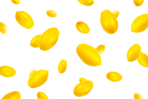 Flying elongated yellow tomato