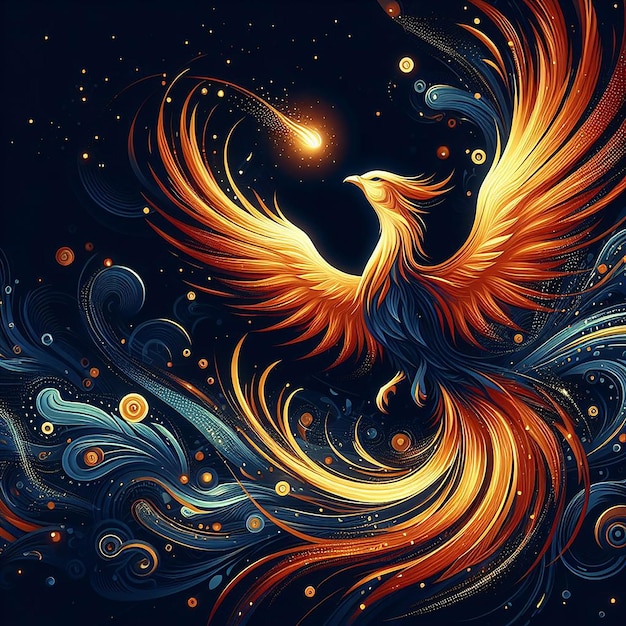 a flying fire phonix bird ai generated